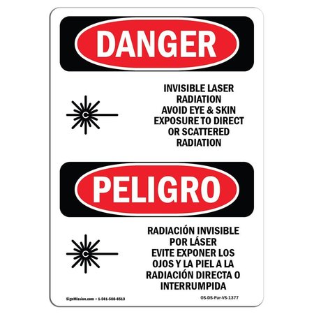 SIGNMISSION OSHA, Invisible Laser Radiation Exposure Bilingual, 5in X 3.5in Decal, 10PK, OS-DS-D-35-VS-1377-10PK OS-DS-D-35-VS-1377-10PK